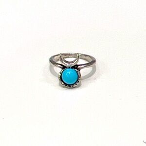 Ethereal Vintage Like Faux Turquoise Stone color Silver plated Ring